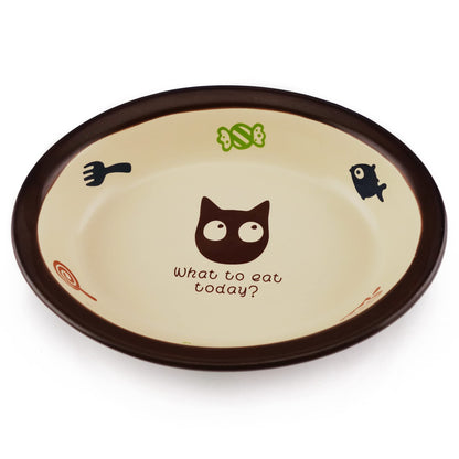 TTCAT Oval Ceramic Cat Food Bowl,Cute Cartoon Pattern, Dog& Cat Basic Bowl, Small Pet Feeding Dishes for Cat, Kitten, Small Dog, Dishwasher Safe…