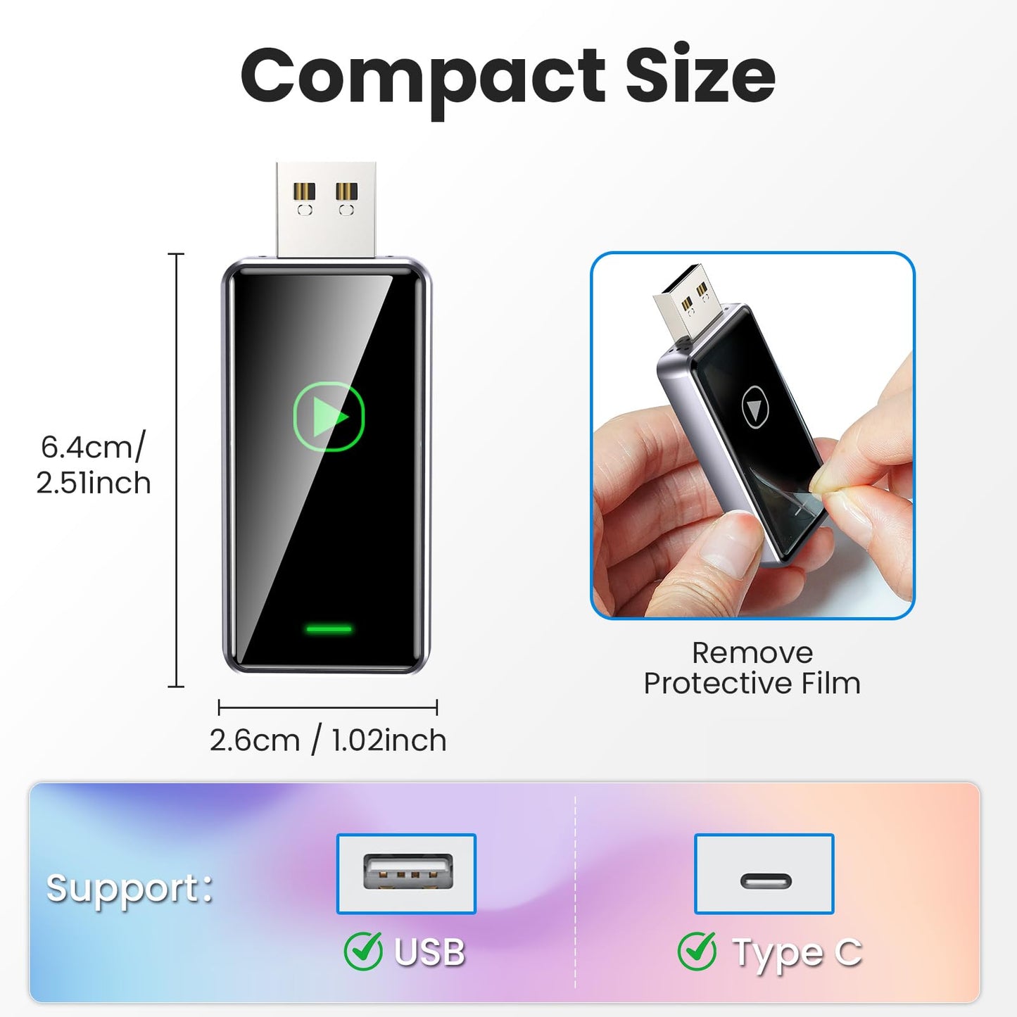 Alltotive S1 Wireless CarPlay Adapter for iPhone - Convert Wired to Wireless CarPlay, Plug and Play, Supports USB and Type-C, Compatible with iPhone iOS 10+ & Cars from 2016