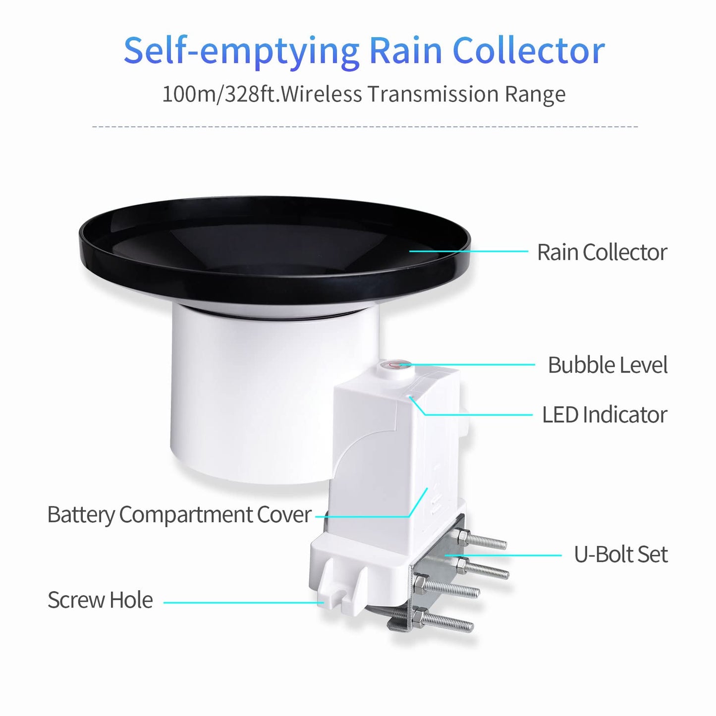ECOWITT Rain Gauge, Weather Forecast High Precision Digital Rain Gauge Wireless Self-emptying Collector with Rainfall Alert Rainfall History Indoor Temperature Humidity WH5360A 868…