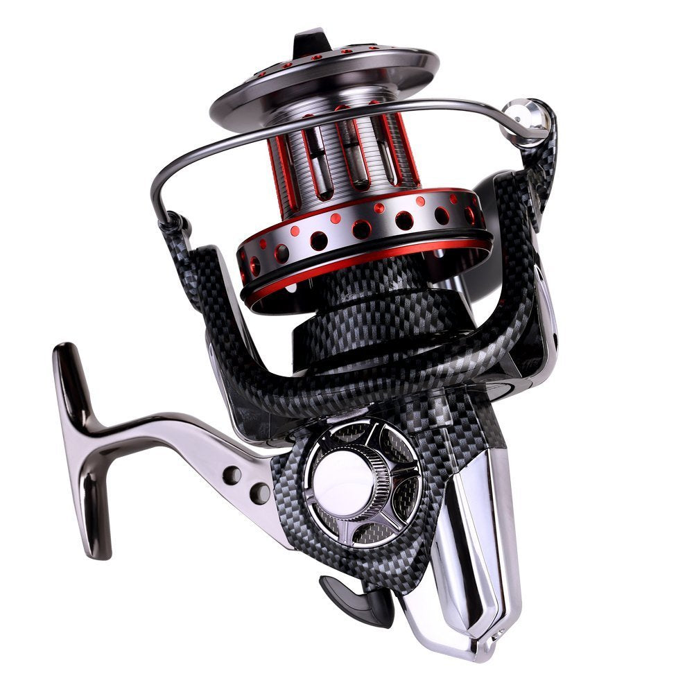 HiUmi Full Metal Body Big Spool Casting Spinning Fishing Reels 8000 9000 10000 11000 12000 PescaSaltwater Boat Rock Surf Fishing Reel (8000)