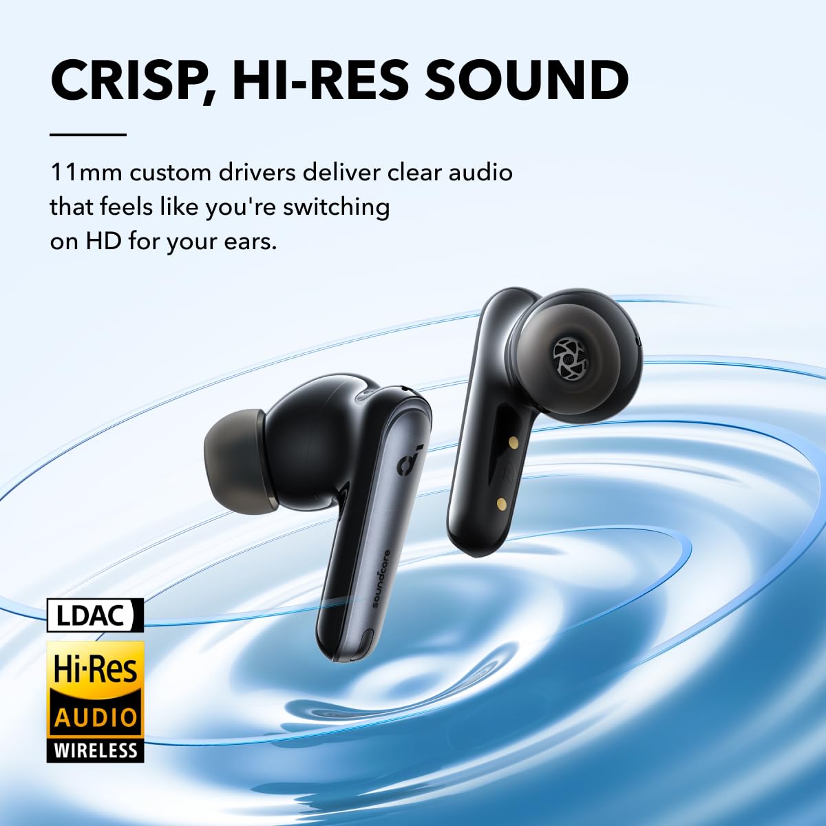 Soundcore by Anker Liberty 4 NC Wireless Noise Cancelling Earbuds, 98.5% Reduction, Adaptive to Ears and Environment, Hi-Res Sound, 50H Battery, Charging, Bluetooth 5.3