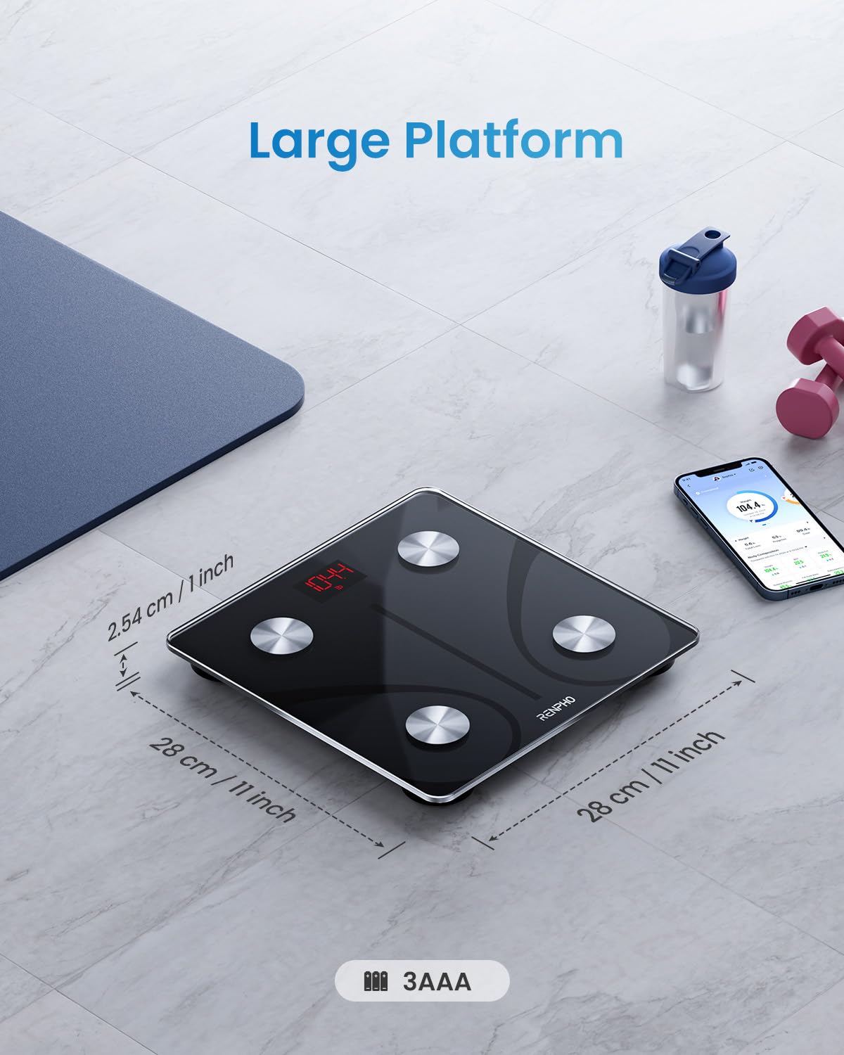 RENPHO Scales for Body Weight, Digital Bathroom Scales with High Precision Sensors, Bluetooth Weighing Scales Body Composition Monitors with App, Elis 1