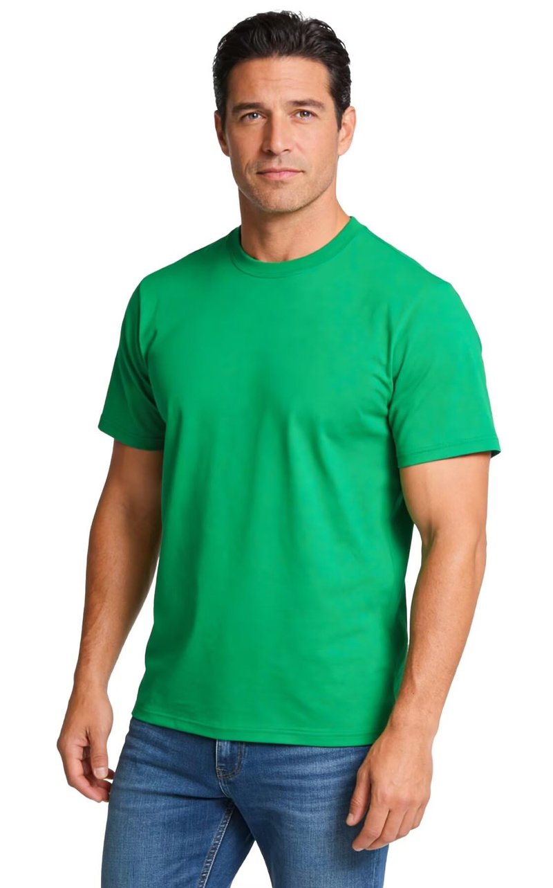 RGJU Mens T-Shirt Plain Crewneck Moisture Wicking, Relaxed Fit Tee Shirt Short Sleeve Soft Breathable Tshirt Casual Basic(Green,L)