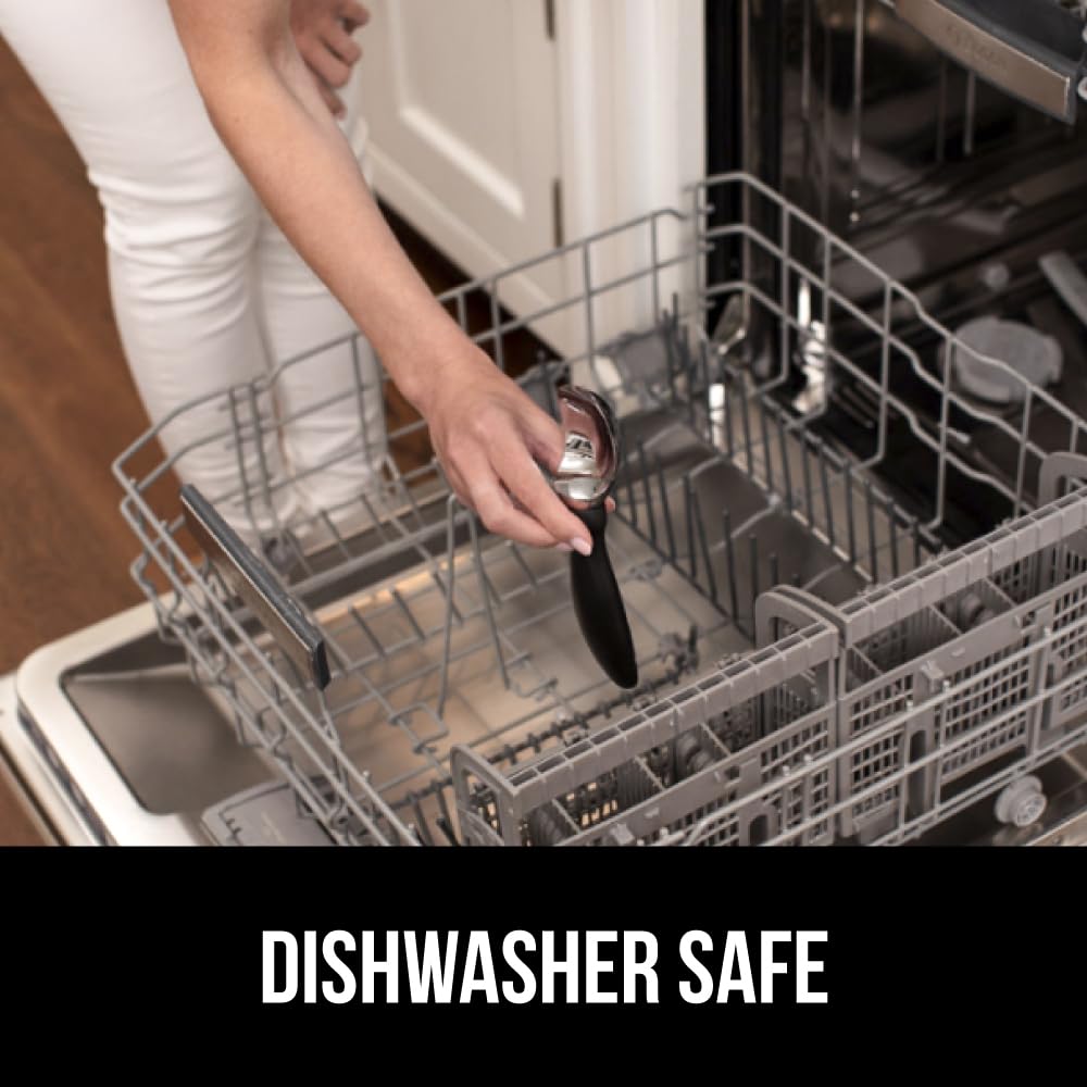 GORILLA GRIP BPA-Free Heavy Duty Ice Cream Scoop, Comfortable Ergonomic Handle, Professional Grade Scooper for Perfect Round Scoops, Spoon Frozen Hard Gelato, Sorbet, Cookie Dough, Kitchen Tool, Black