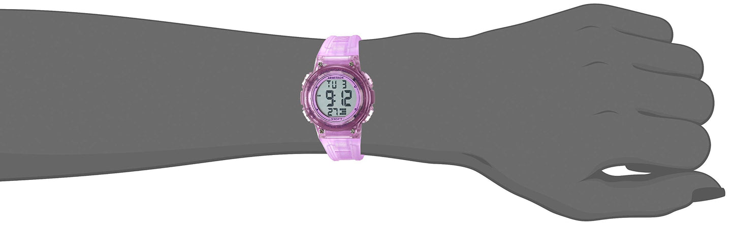Armitron Sport Women's 45/7086TPR Digital Chronograph Translucent Purple Resin Strap Watch