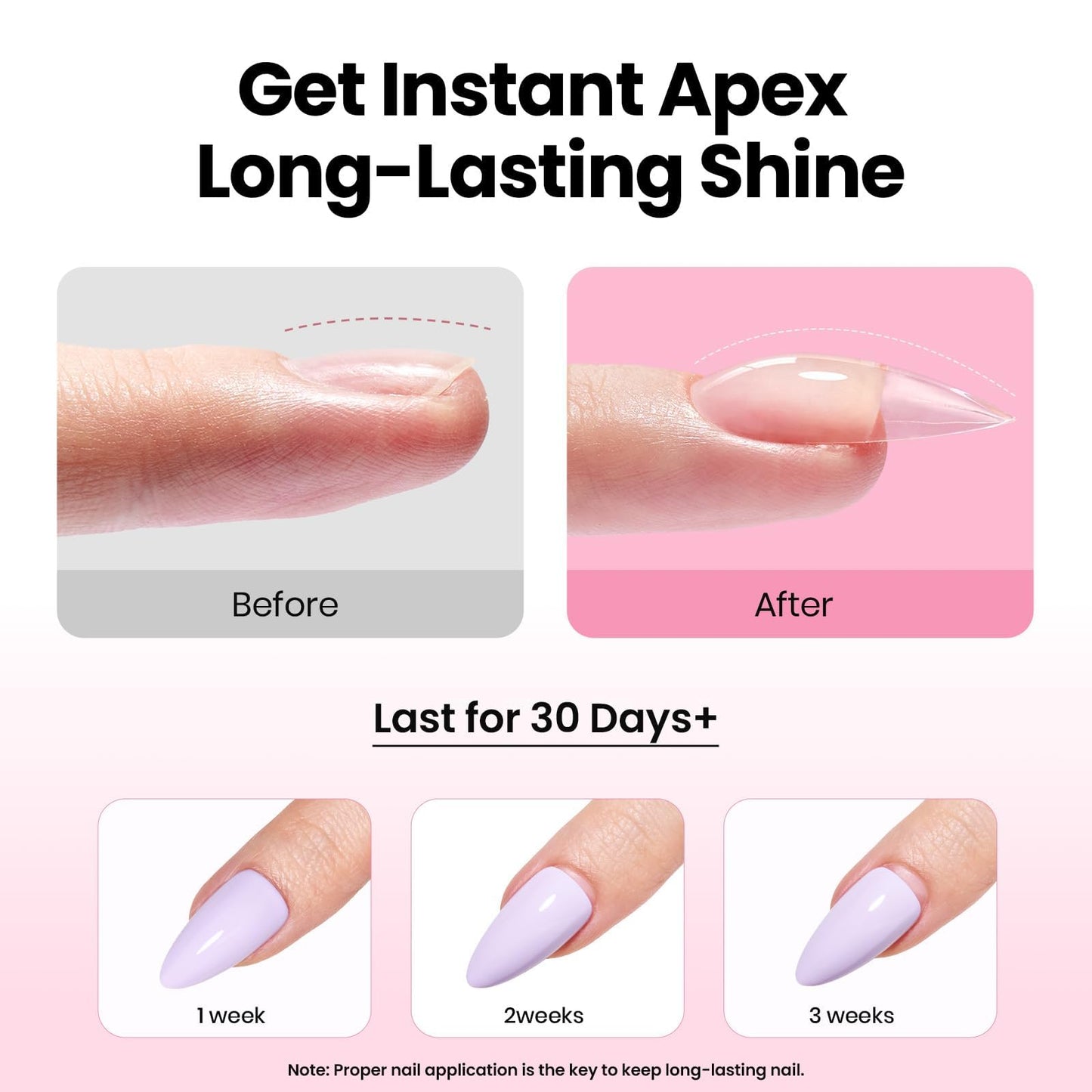 Beetles Tipex Instant Apex Nail Tips Kit, Coffin Long 224Pcs 16 Sizes Pre-Building & Pre-Etched Thicker Acrylic Nails False Nail Extension with Tipex Nail Glue Mini Nail Lamp