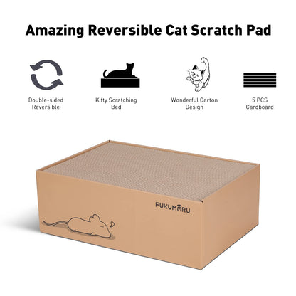 FUKUMARU 5 PCS Cat Scratching Boards, 11.4 Inch Width Ex-Large Cat Scratcher Box, Reversible Cardboard Scratchers for Indoor Cats, Cat Scratch Box for Large, Medium and Small Cats, Protect Furniture