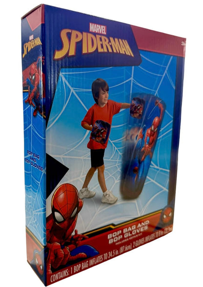 Spiderman Spider-Man Inflatable Bop Bag & Bop Gloves Set Kids Punching Bag with Gloves, Freestanding Superhero Blow Up Bouncing Boxing Bag for Exercise, Durable Heavy Duty Indoor and Outdoor - 34.5"