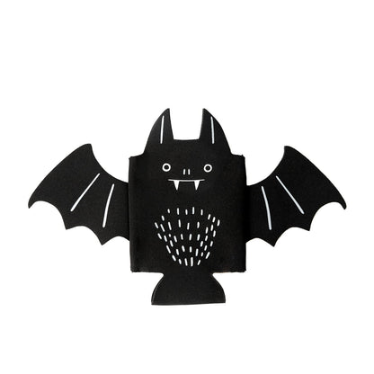 6 Pack Cute Can Coolers Sleeves, Cute Insulated Neoprene Standard Can Covers for Beer, Soda & Drinks, Holiday Party Decorations, Non-Slip Drink Holders for Christmas, New Year (Black Bat)