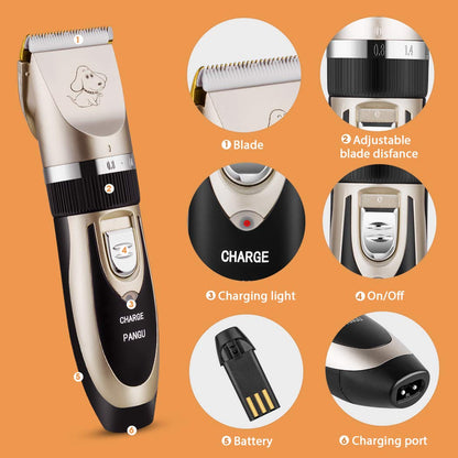 Dog Clippers Professional Pet Grooming Kit Low Noise, Rechargeable Pet Shaver Cordless Silent Dog Hair Trimmer with Scissors Comb Best Hair Clipper for Dogs Cats Pets