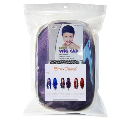 EmaxDesign Wigs 32 inch Wavy Curly Cosplay Wig With Wig Cap and Comb (Dark Purple)