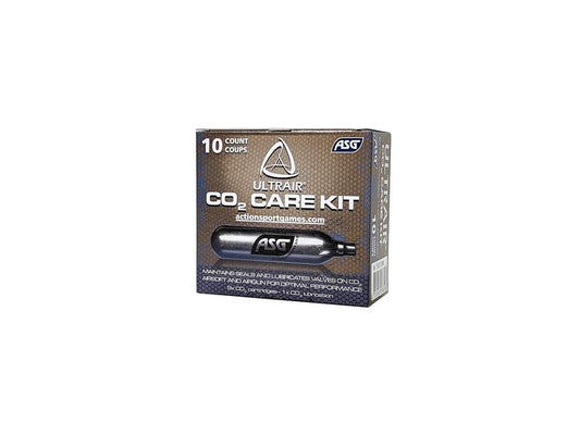 ASG Ultrair 12g CO2 Cartridges | Reliable Power and Precision | CO2 Air Cartridges for BB Pistol, Airsoft Guns, and Airguns, 10 Pack (9 Standard / 1 Lubricated)