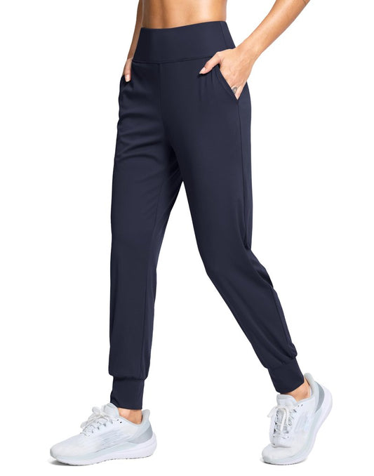 SANTINY Women's Joggers Pants with Pockets Lightweight High Waisted Athletic Gym Workout Pants for Women Yoga Travel (Navy_L)
