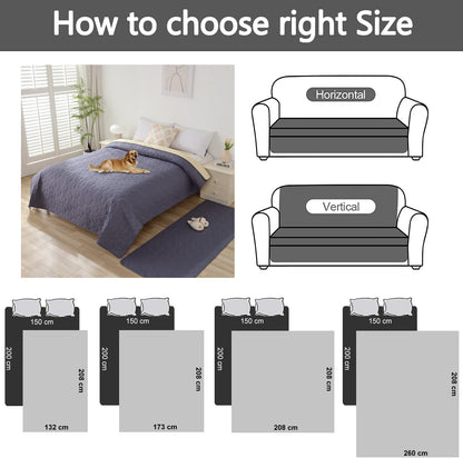 Taiyang 100% Waterproof Dog Sofa Cover, Waterproof Dog Blanket, Dog Bed Cover Protector, Pet Blanket, Furniture Protector for Kids, Dog, Cat, with Non-Slip Rubber Bottom (Grey, 132-208cm)