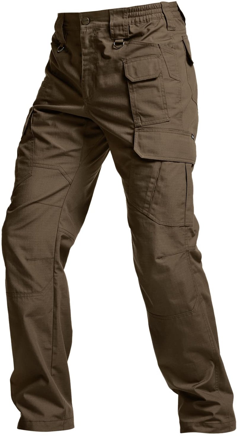 CQR Men's Tactical Pants, Water Resistant Ripstop Cargo Pants, Lightweight EDC Work Hiking Pants, Outdoor Apparel, Duratex Mag Pocket Tundra, 40W x 32L