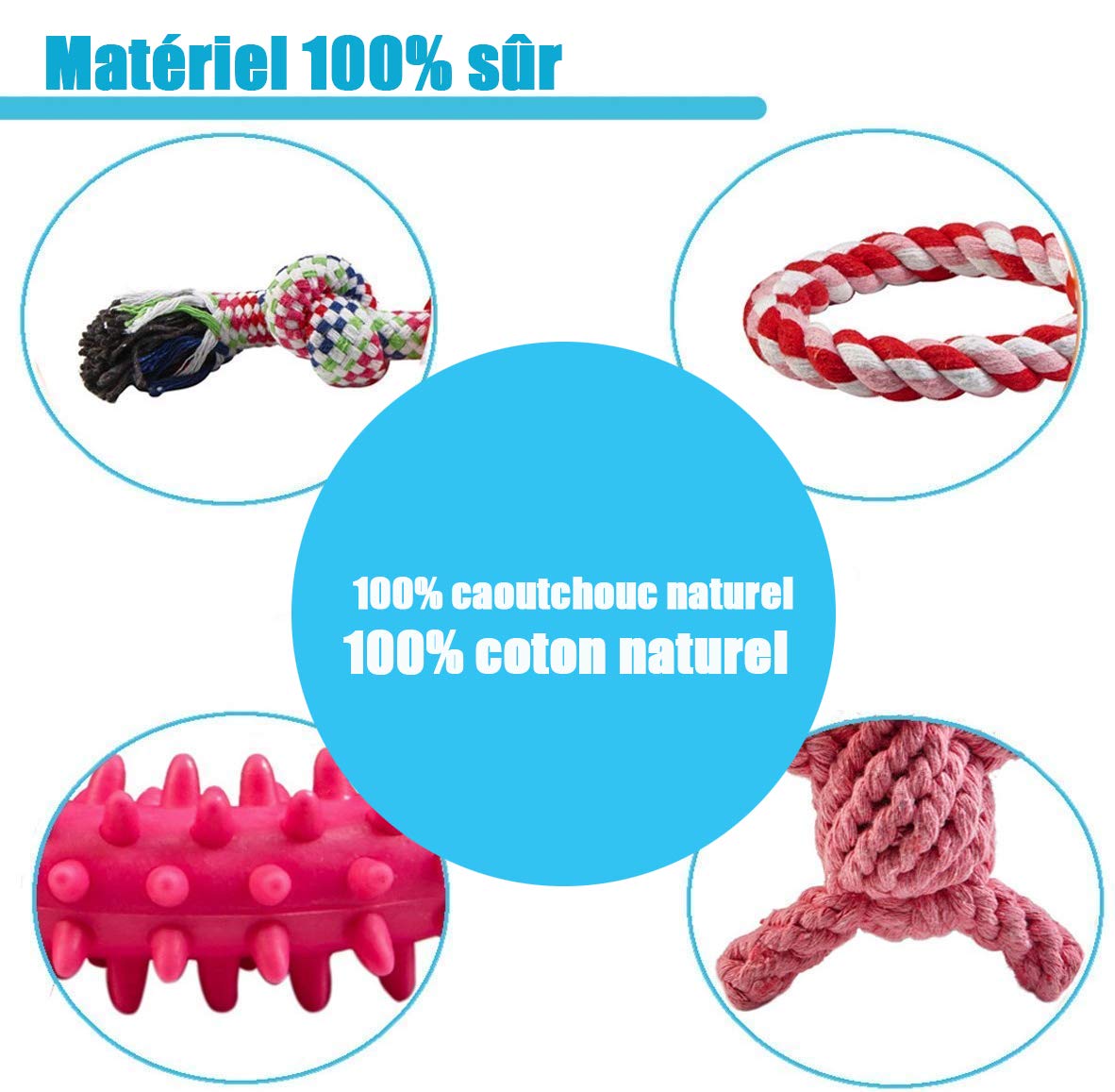 FONPOO Dog Toys Avoiding Dogs Boredom Anxiety Puppy Toys for Small&Medium Dog Rope Toy Birthday Gift Sets (Blue, Set of 10)
