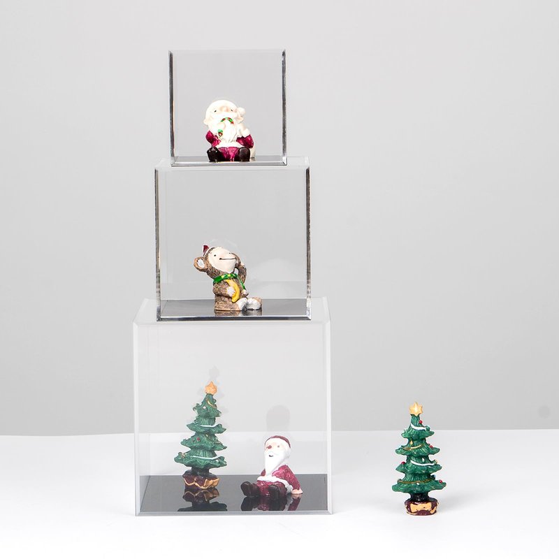 Kcgani Clear Acrylic Boxes for Collectibles Display, Removable Countertop Storage Box Cube Organizer Stand Riser, Dustproof Protection Showcase for Crystals Minerals Slab Fossil Coral, 3x3x3Inch