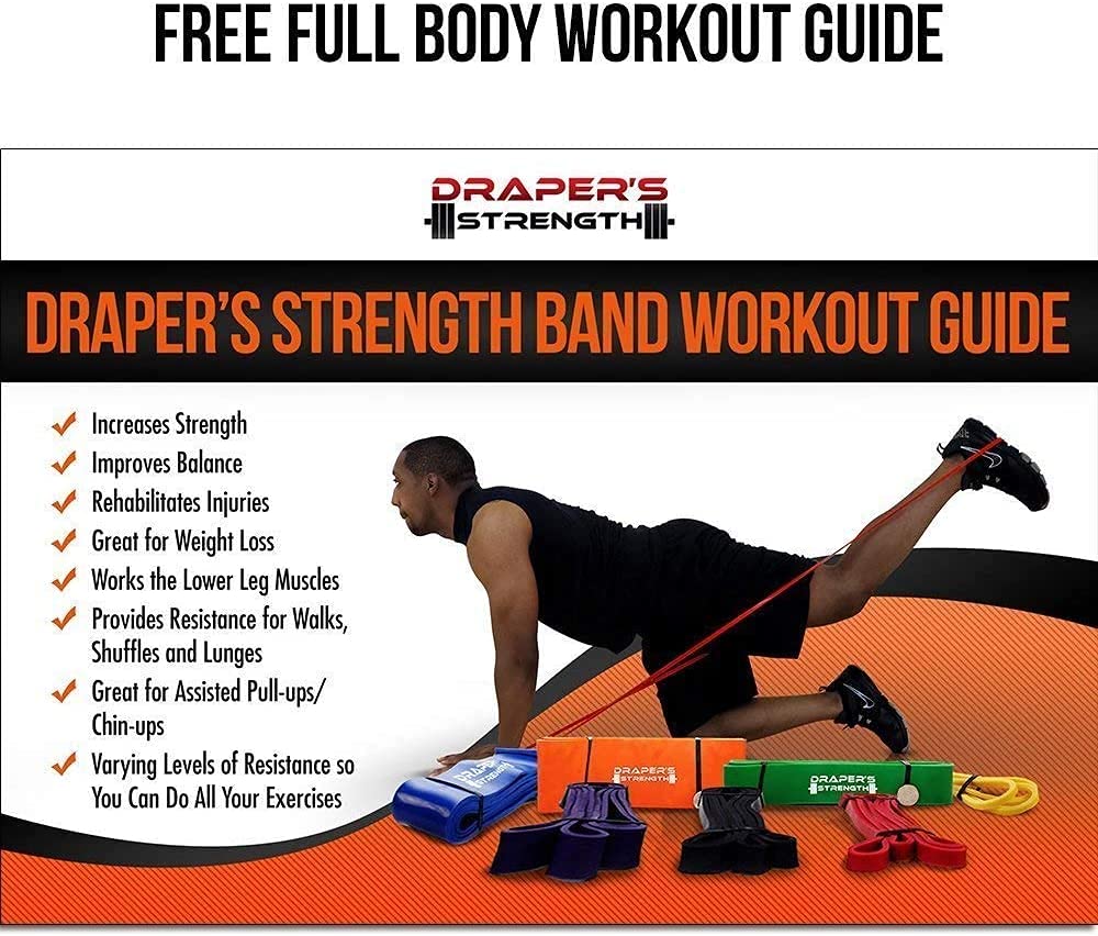 DRAPER'S STRENGTH Heavy Duty Resistance Stretch Loop Bands for Powerlifting Workout Exercise and Assisted Pull Ups 02. Red