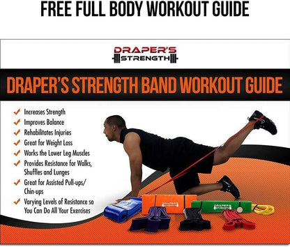 DRAPER'S STRENGTH Heavy Duty Resistance Stretch Loop Bands for Powerlifting Workout Exercise and Assisted Pull Ups 02. Red