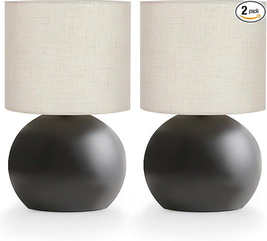 Table Lamp for Bedroom,Bedside Nightstand Lamp for Living Room,Minimalist Bedside Light lamp Set of 2, Desk Lamps for Living Room, Office, Dorm Including Light Bulb（Black）