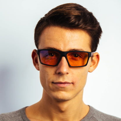 Horus X - Gaming Glasses | Blue Light Blocking Computer Screen Glasses | Anti Fatigue & Eyestrain for Men and Women | Amber