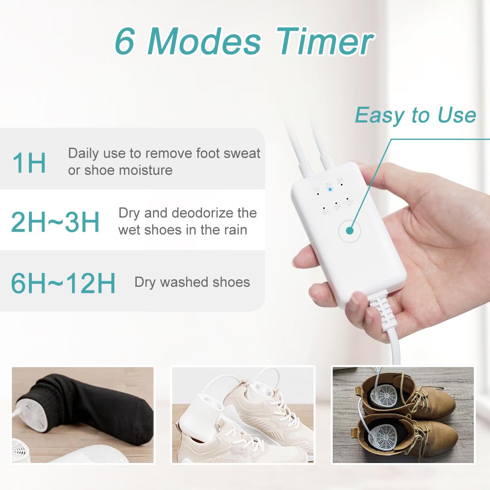 Electric Shoe Dryer and Deodorizer with Timer - Shoes Boots Warmer Socks Gloves Dryer, No Noise Fan | UK Plug