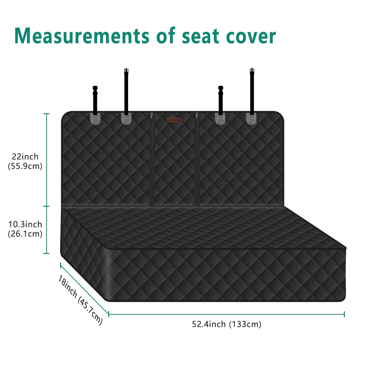 Lydonberg Dog Car Seat Covers, Waterproof Nonslip Scratch-proof Washable Rear Seat Protector with Side Flaps Arm-Rest Opening, Universal for Car, Trucks, SUV(Black)