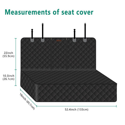Lydonberg Dog Car Seat Covers, Waterproof Nonslip Scratch-proof Washable Rear Seat Protector with Side Flaps Arm-Rest Opening, Universal for Car, Trucks, SUV(Black)