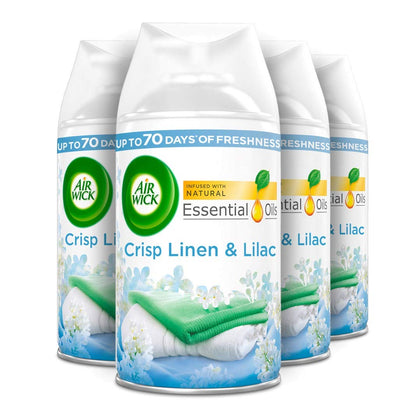 Air Wick Freshmatic Max Air Freshener Refill, 250 ml - Crisp Linen and Lilac, Pack of 4