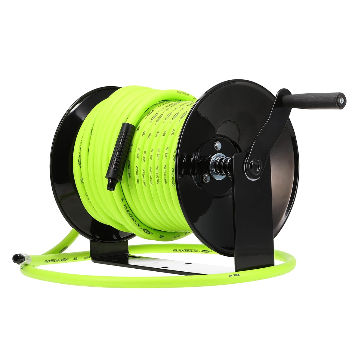 Flexzilla Manual Open Face Air Hose Reel, 3/8 in. x 100 ft., Heavy Duty, Lightweight, Hybrid, ZillaGreen - L8652FZ