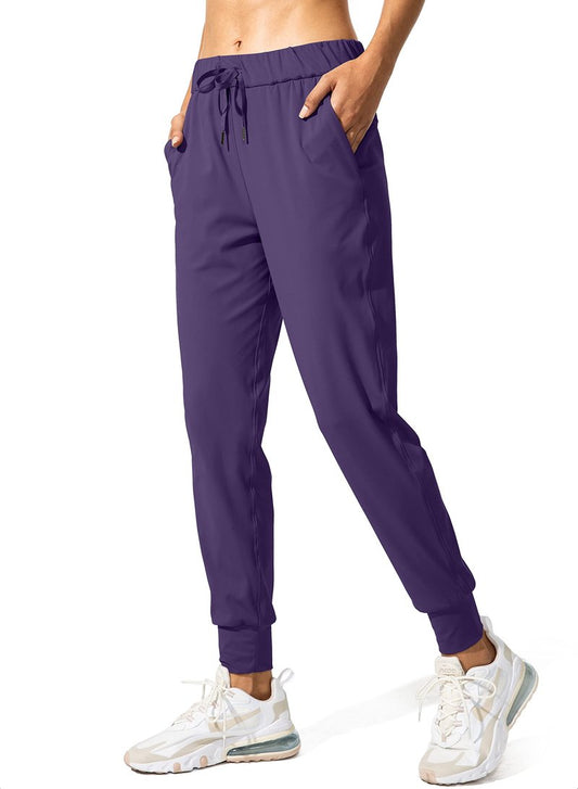 SANTINY Women's Joggers Pants Pockets Drawstring Running Sweatpants for Women Lounge Workout Jogging(Deep Purple_XS)