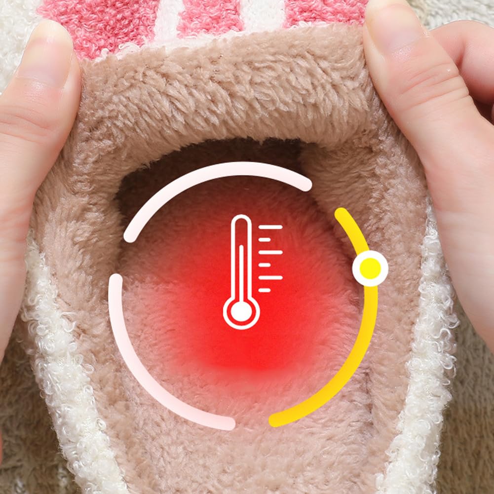 AIMINUO Women's Men's Retro Preppy Happy Face Slippers Comfy Warm Plush Slip-On House Slipper for Winter Indoor Soft Cushion Non-slip Fluffy Slides Slippers Purple 7.5-8.5 Women/7-8 Men