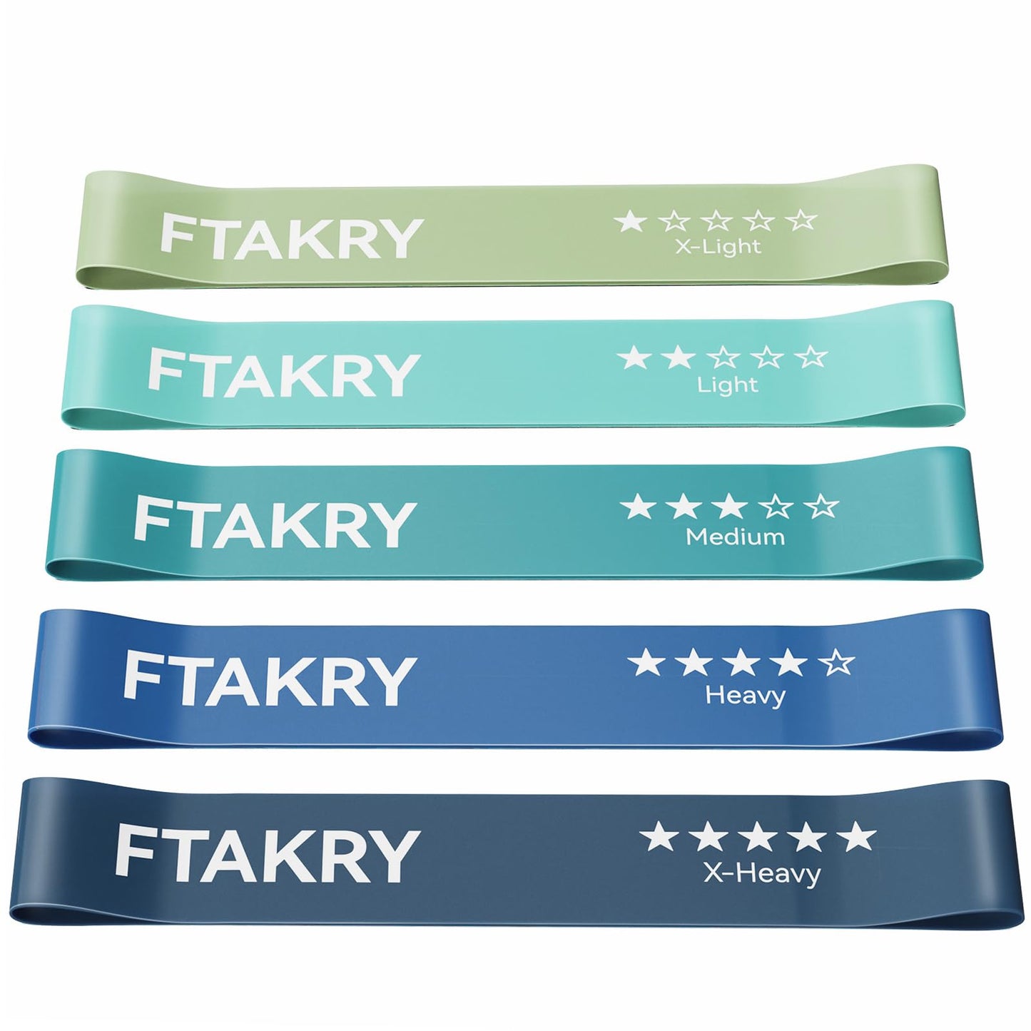 FTAKRY Resistance Bands for Working Out, Exercise Bands with 5 Resistance Levels, Natural Latex Resistance Bands Designed for Home Fitness, Strength Training and Flexibility Exercises (Blue)