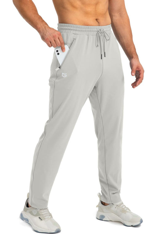 G Gradual Men's Sweatpants with Zipper Pockets Tapered Joggers for Men Athletic Pants for Workout, Jogging, Running (Bright Grey, XX-Large)