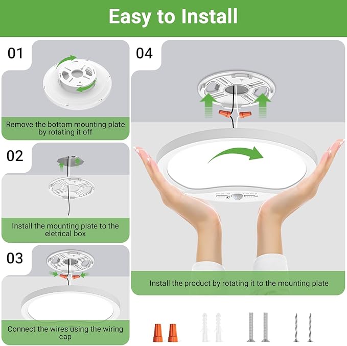 zemty 12inch 24W Motion Sensor Ceiling Light Wired, 3 Sensing Modes Motion Activated Closet Lights White, 3000K/4000K/6500K Waterproof LED Ceiling Lamp for Pantry Closet Shower Hallway-2Pack