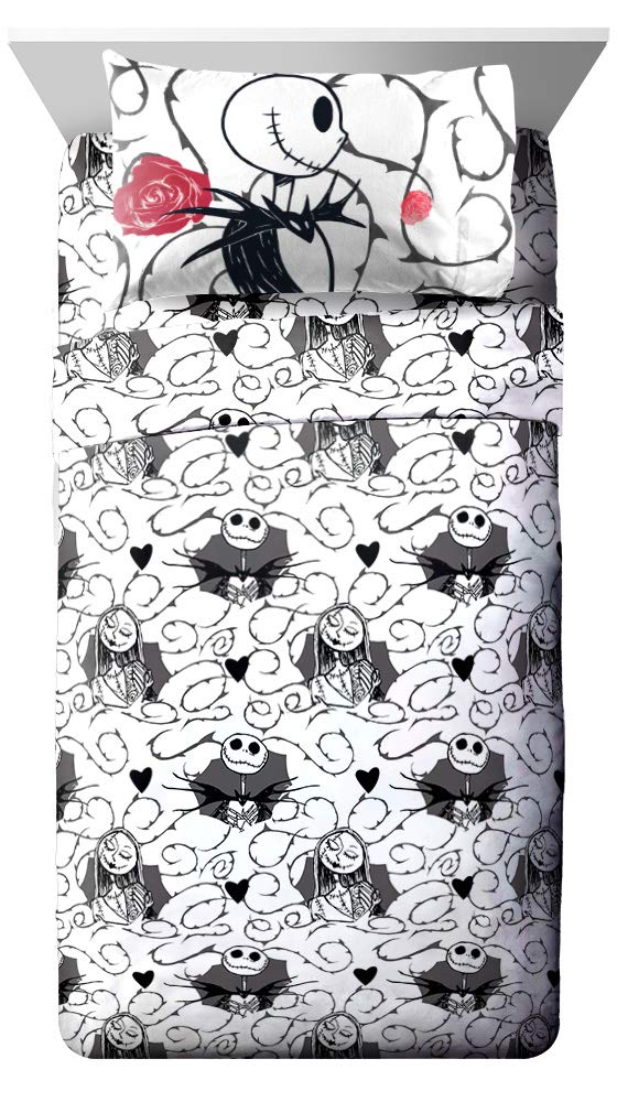 Jay Franco Disney Nightmare Before Christmas Moonlight 7 Piece Full Bed Set - Includes Reversible Comforter & Sheet Set - Features Jack Skellington and Sally - Super Soft Microfiber