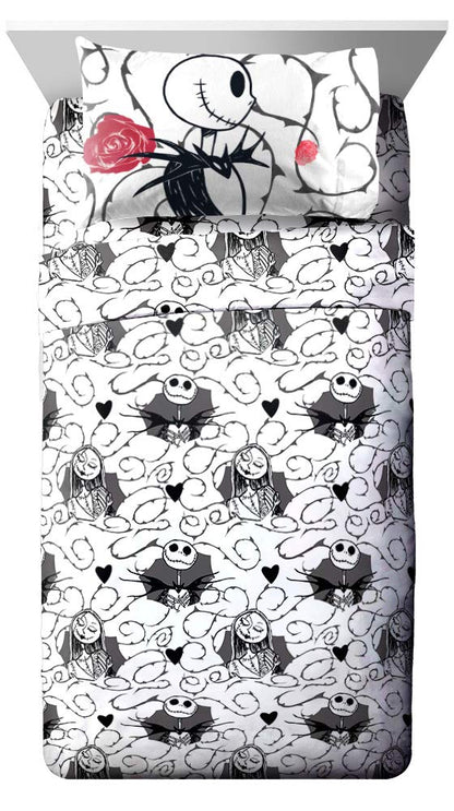 Jay Franco Disney Nightmare Before Christmas Moonlight 7 Piece Full Bed Set - Includes Reversible Comforter & Sheet Set - Features Jack Skellington and Sally - Super Soft Microfiber