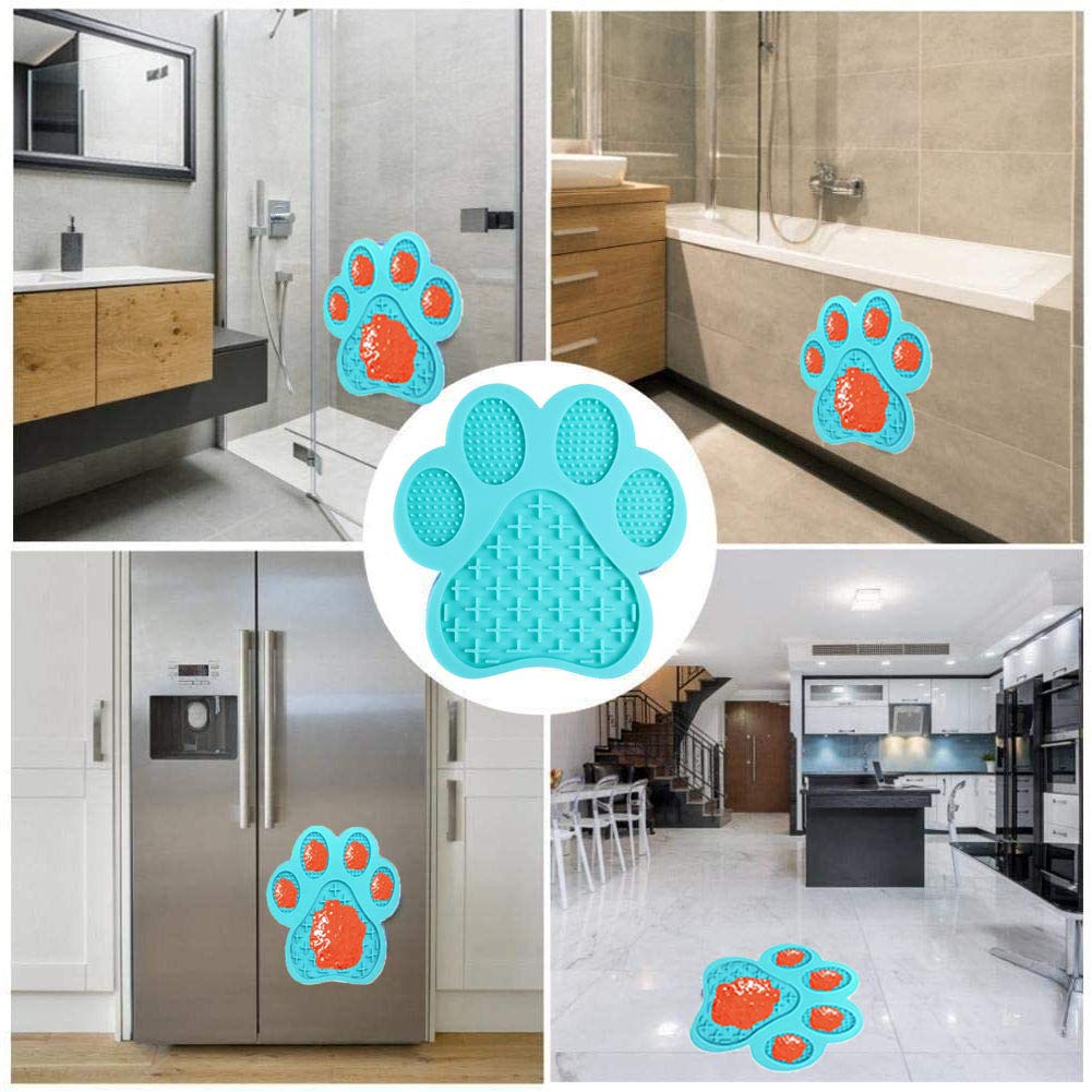 Dog Licking Mat for Anxiety Peanut Butter Slow Feeder Bowls Licking Pad with Strong Suction to Wall for Pet Bathing,Grooming,and Dog Training (Light Blue)