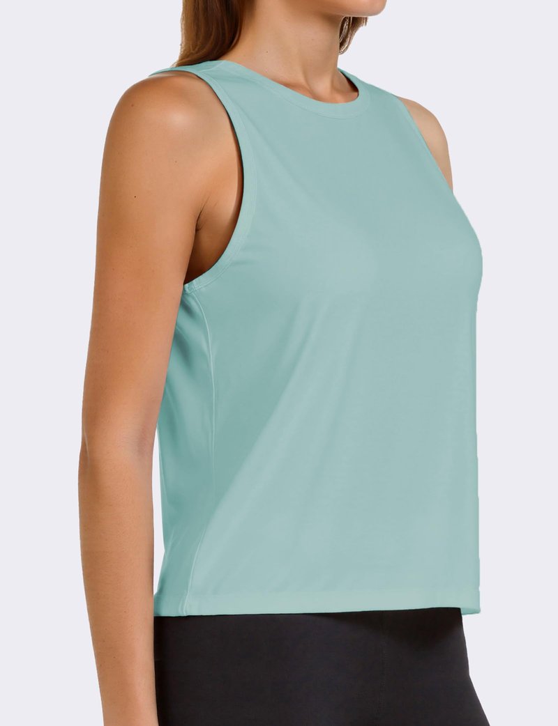 Ice Silk Workout Tank Tops for Women Gym Womens Athletic Tops Loose Fit Running Tank Sleeveless Cool Sun Protection (Green, Medium)