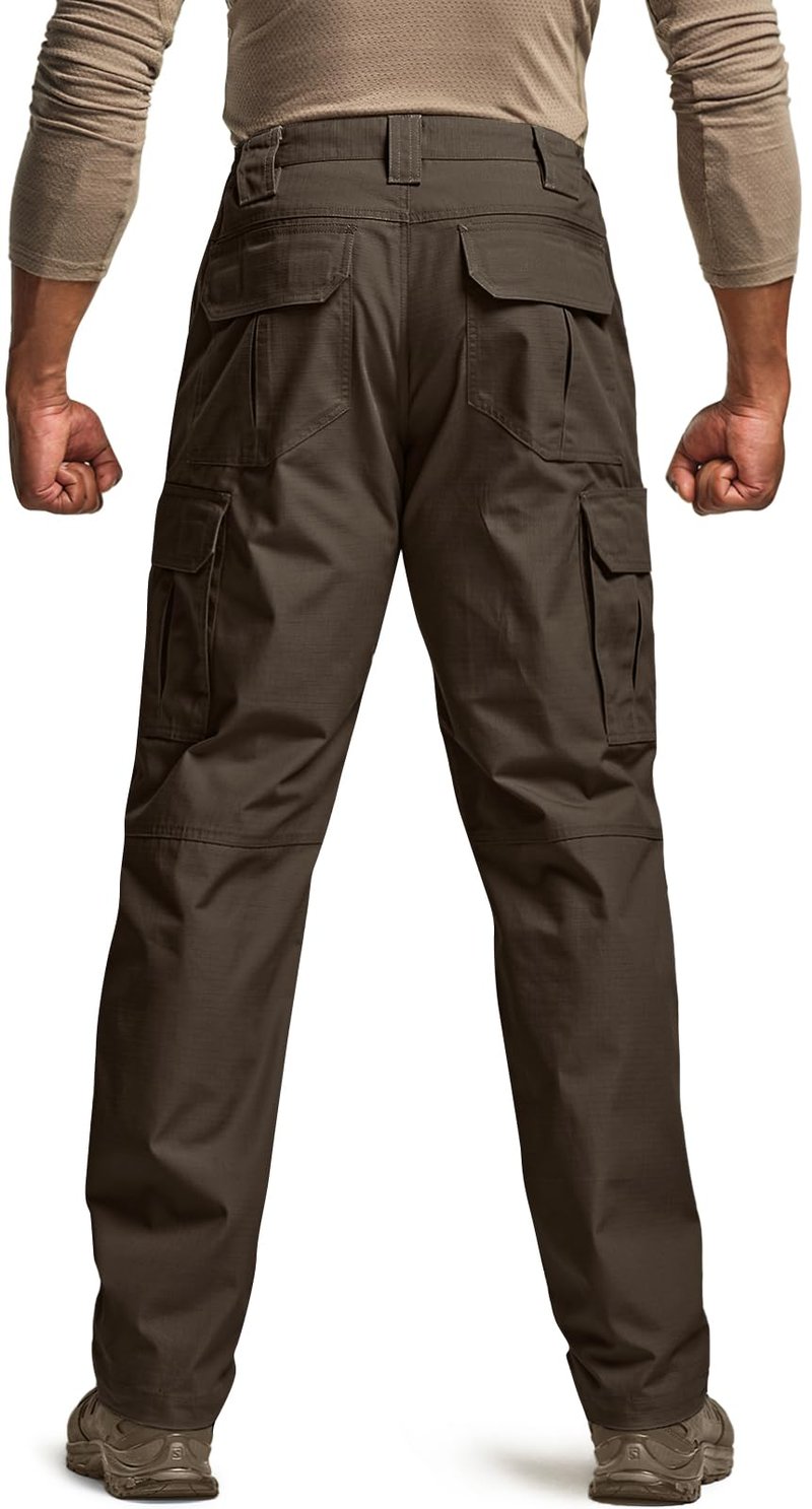 CQR Men's Tactical Pants, Water Resistant Ripstop Cargo Pants, Lightweight EDC Work Hiking Pants, Outdoor Apparel, Raider Dark Brown, 28W x 30L