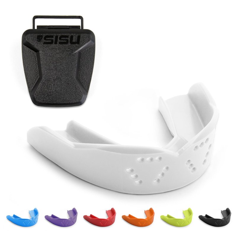 SISU 3D Mouthguard, Snow White with Case - Pre-Formed, Easy Fit Protection for Lacrosse, Football, Hockey, Team Sports - Adult Fit - Remoldable Up to 20 Times - Works for Braces - Non Toxic