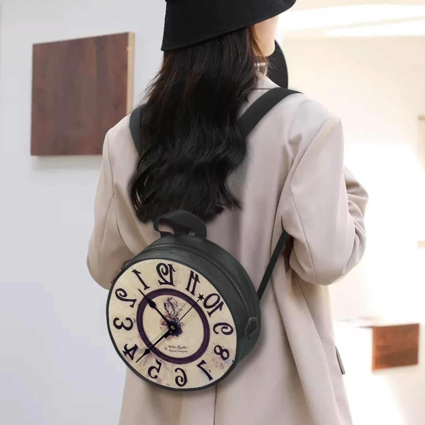 Sannovo Halloween Women's Clock Print Round Clock Purse Women's Shoulder Handbags with Zippered Soft Durable Crossbody Bag for Outdoor, Gift for Mom