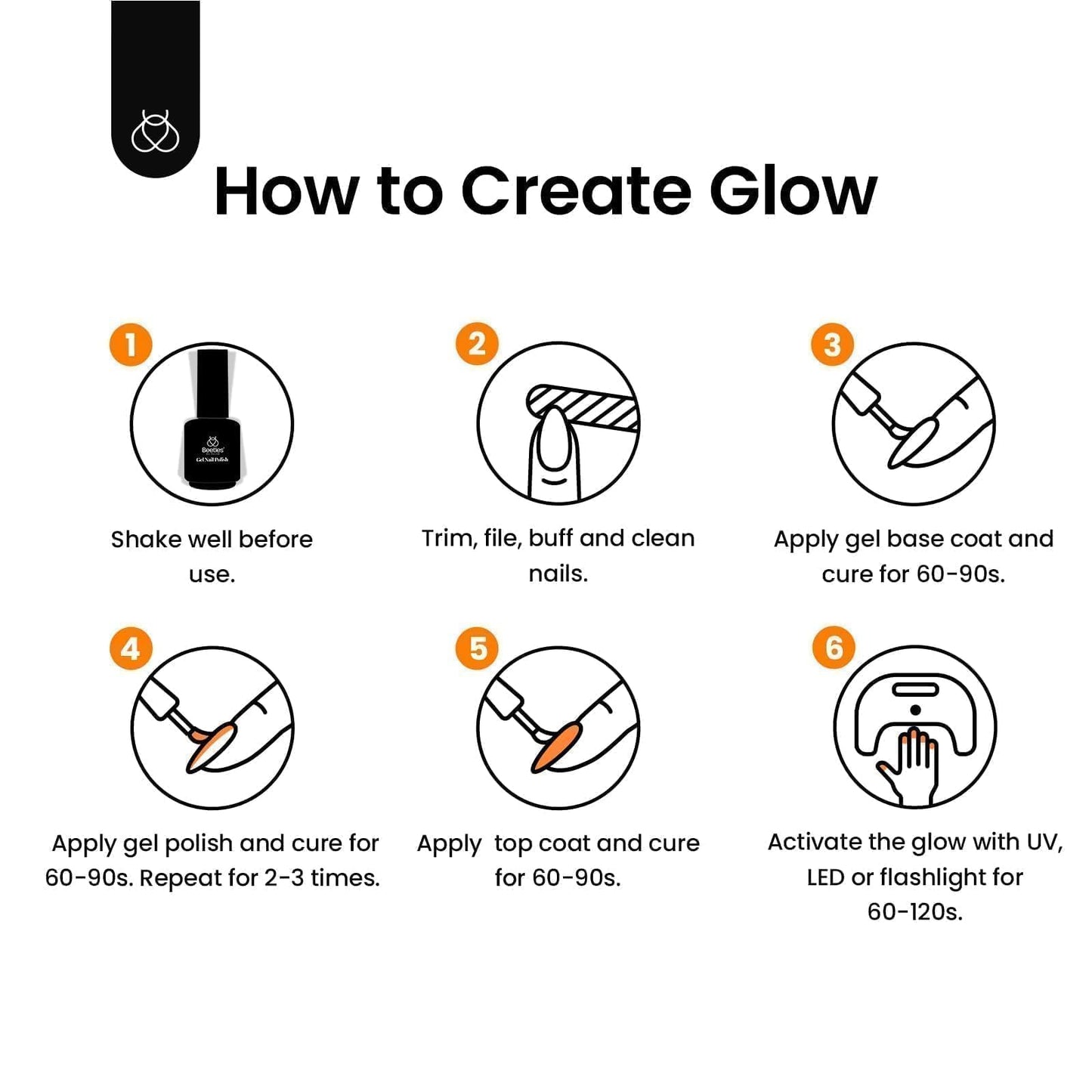 Beetles Halloween Gel Nail Polish – Luminous Orange Glow in the Dark Gel Polish, Soak Off Uv LED Nail Lamp Halloween Nail Art Manicure Salon DIY Home 0.5Oz