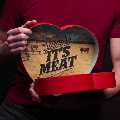 Valentine’s Day Gift for Men – Meat Heart with 14 Beef & Pork Sticks – Heart-Shaped Meat Snack Box for Him, Boyfriend, Husband