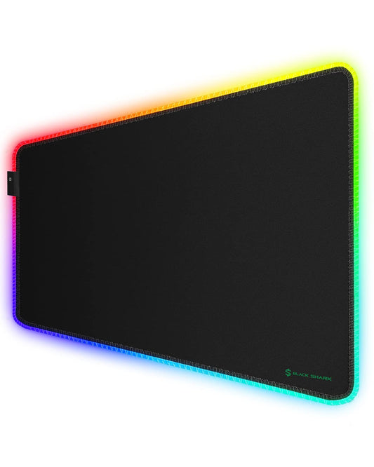Black Shark RGB Mouse Pad 35.4"x15.75"x0.15" Extended Desk Mat with Smooth Surface and 11 Lighting Effects, Desk Pad with Anti-Fray Stitched Edges and Non-Slip Rubber Base, Gaming Mouse Pad Manta P7