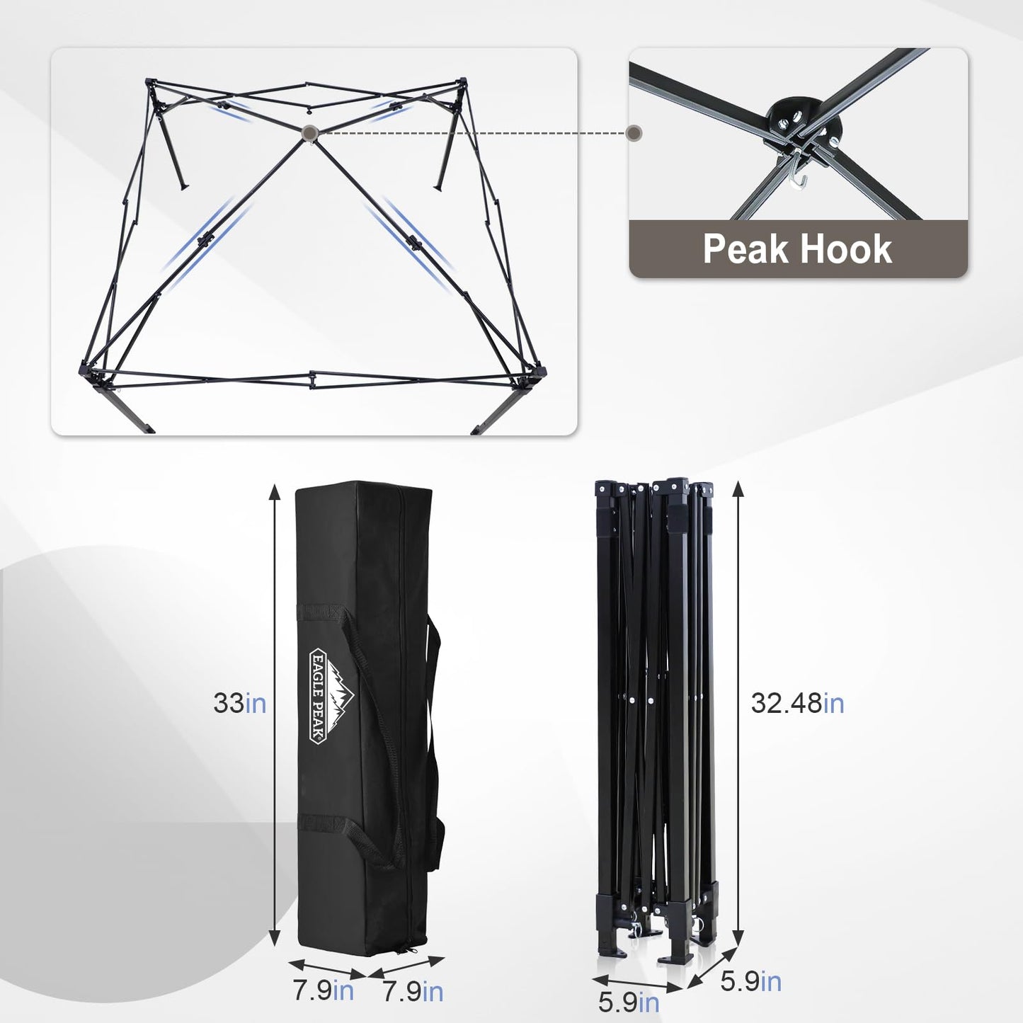 EAGLE PEAK Flex Ultra Compact 5x5 Pop-up Canopy, Sun Shelter, Changing Room, Portable Privacy Canopy Cabana for Pool, Fashion Photoshoots, or Camping, Gray