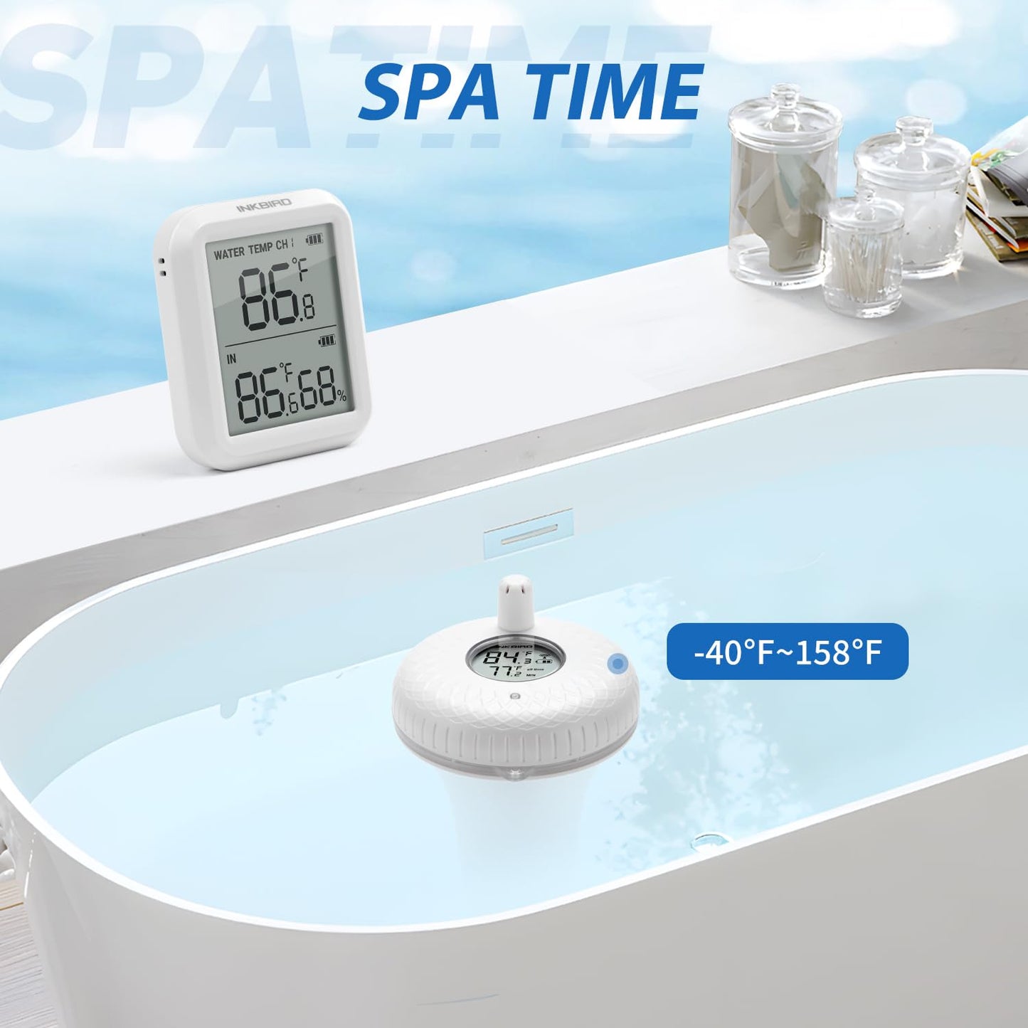 INKBIRD IBS-P01R 2nd Generation Wireless Floating Pool Thermometer Easy to Read for Hot Tub, Compatible with Gateway IBS-M1 and IBS-M2
