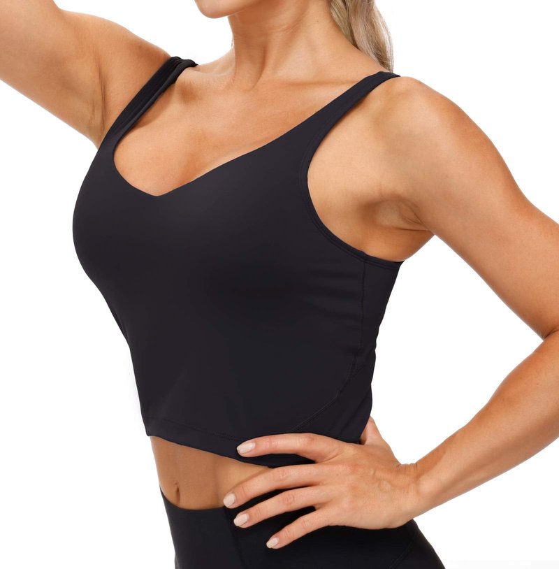 Women’s Longline Sports Bra Wirefree Padded Medium Support Yoga Bras Gym Running Workout Tank Tops (Black, 3X-Large)