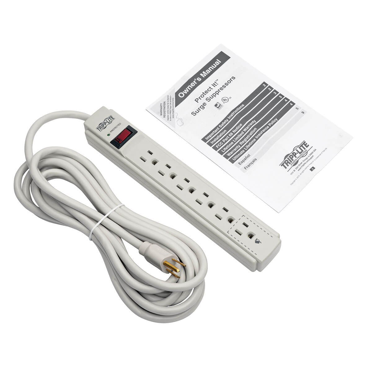 Eaton Tripp Lite series 6 Outlet Surge Protector Power Strip, 6ft Extension Cord, 900 Joules, 15A Circuit Breaker, UL Certified, Black (TLP606B)