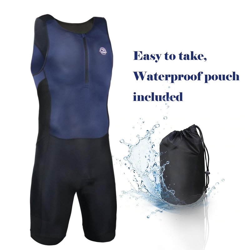 Performance Men's Triathlon Suit， Quick-Dry, Breathable & Lightweight Tri, Ideal for Swimming, Running, and Cycling (US, Alpha, Medium, Regular, Regular, Dark Blue)